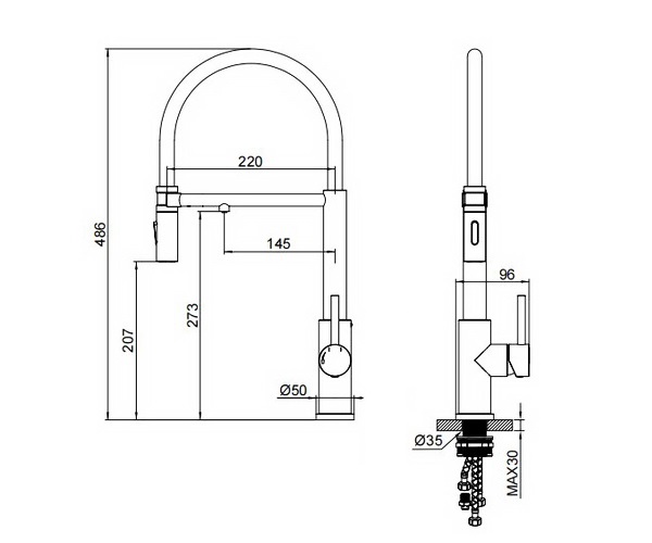 смеситель для кухни WONZON & WOGHAND WW-458027 с каналом для питьевой воды